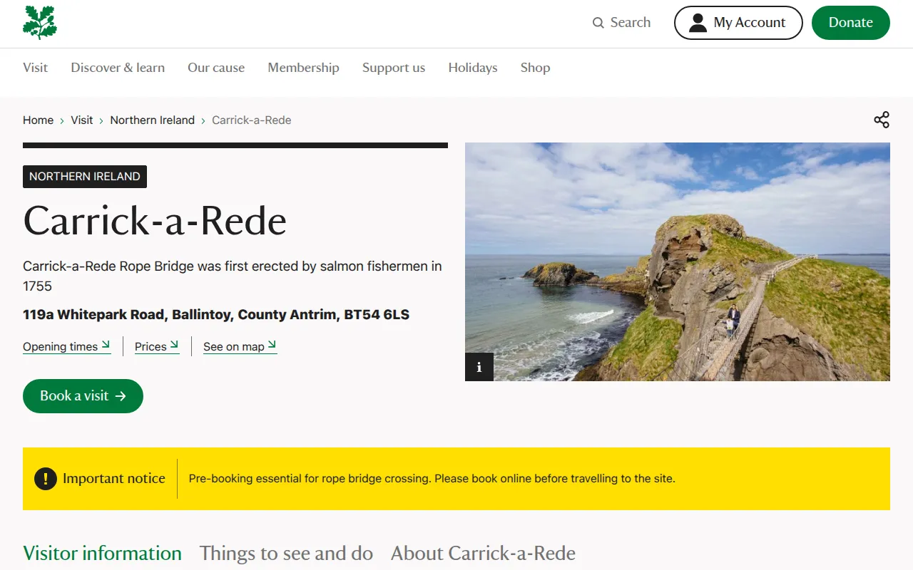 Screenshot for National Trust – Carrick-a-Rede Rope Bridge